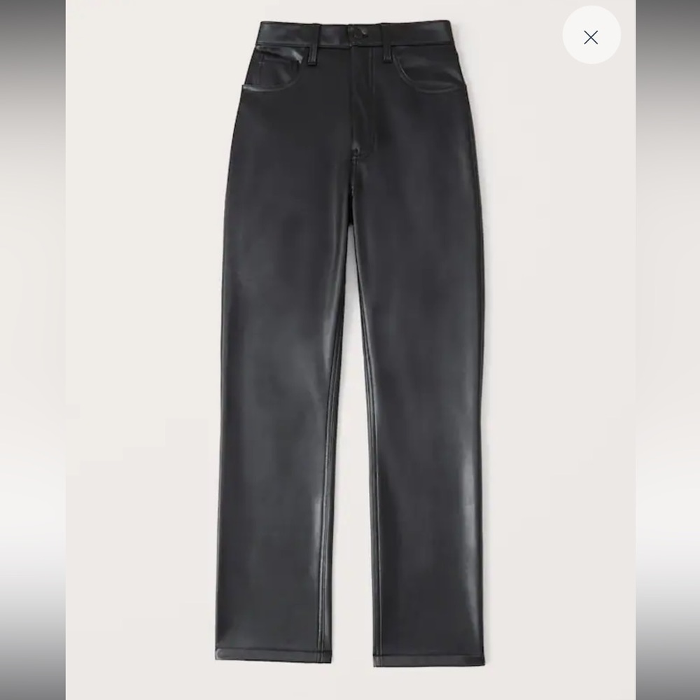 Abercrombie & Fitch Vegan Leather 90s Straight Pant in Black